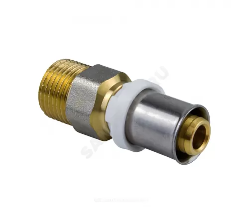 Муфта МП латунь никель пресс Дн 16х1/2" НР ГОСТ 32415-2013 8001 Aquasfera 8001-01