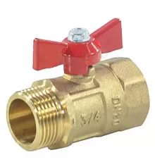 Кран шаровой латунь ПРАКТИК 131 Ду 15 Ру16 ВР/НР бабочка красная аналог 11б27п1 ГАЛЛОП 103253