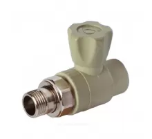 Клапан (вентиль) PP-R запорный серый Дн 25х3/4" Ру25 НР прямой для радиатора RTP (РосТурПласт) 15822