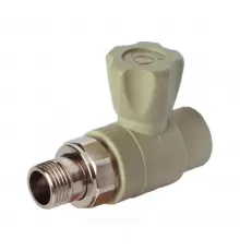 Клапан (вентиль) PP-R запорный серый Дн 20х1/2" Ру25 НР прямой для радиатора RTP (РосТурПласт) 15820