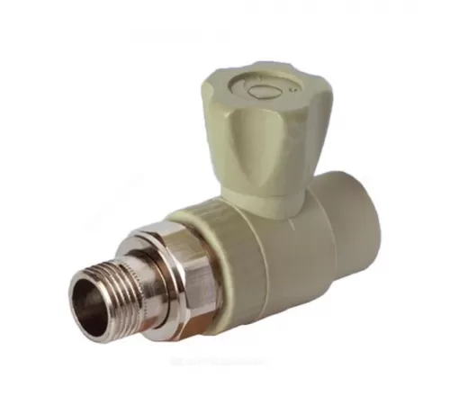 Клапан (вентиль) PP-R запорный серый Дн 20х1/2" Ру25 НР прямой для радиатора RTP (РосТурПласт) 15820