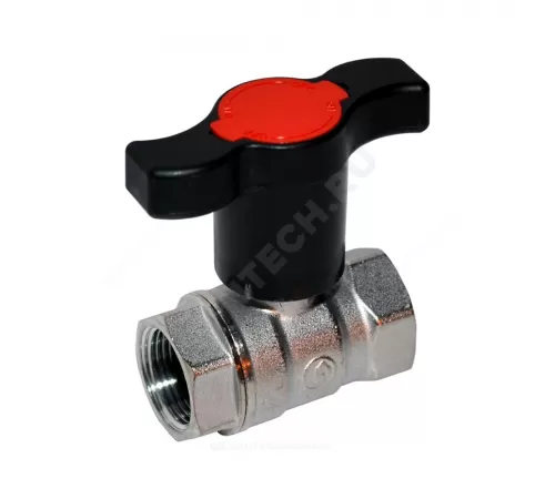 Кран шаровой латунь хром R251TH Ду 40 Ру35 ВР с Т-рукояткой красной удлиненная ручка Giacomini R251X057