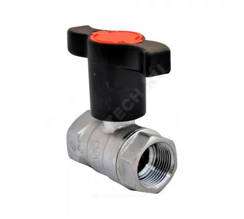 Кран шаровой латунь хром R251TH Ду 40 Ру35 ВР с Т-рукояткой красной удлиненная ручка Giacomini R251X057