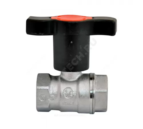 Кран шаровой латунь хром R251TH Ду 40 Ру35 ВР с Т-рукояткой красной удлиненная ручка Giacomini R251X057