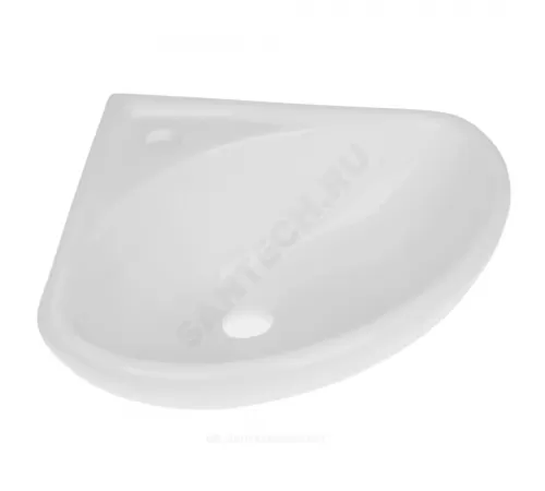 Умывальник угловой подвесной Факел 43 1 отверстие под смеситель по центру белый Лобненский стройфарфор 10/1/5/1-71