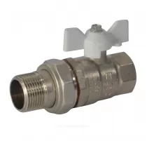 Кран шаровой латунь никель Pride Ду 20 Ру40 ВР/"американка" полнопроходной бабочка белая аналог 11б27п1 LD 47.20.В-ГШ.Б (white)