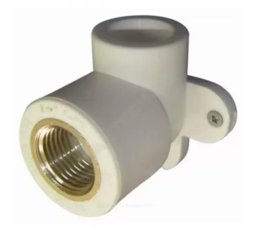 Угольник PP-R комбинированный серый Дн 20х1/2" ВР для PP-R с креплением RTP (РосТурПласт) 11045