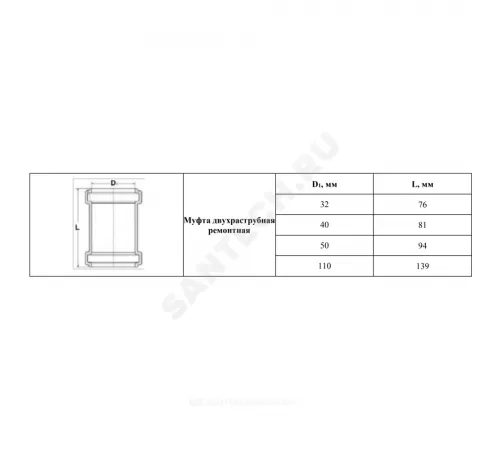 Муфта PP-H ремонтная серая Дн 40 б/нап в/к VALFEX 20106040