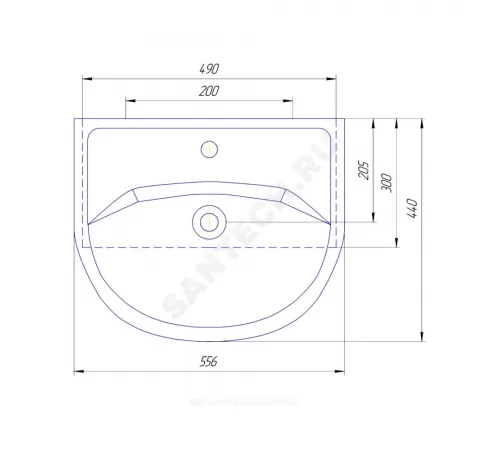 Умывальник мебельный УЮТ 55 1 отверстие под смеситель по центру белый Rosa (Кировская керамика)