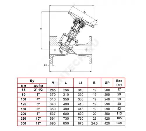 Клапан балансировочный чугун RC 4240 Ду 125 Ру16 фл Tecofi RC4240-0125