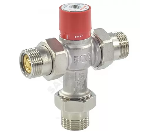 Клапан смесительный термостатический седельный латунь R156-1 Ду 20 Ру16 3/4" НР Kvs=1.8м3/ч Tн=38-60C Tmax=100С с обратными клапанами Giacomini R156X024