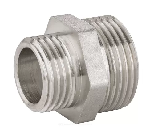 Ниппель латунь никель переходной Ду 15х10 (1/2"х3/8") НР LD LD.67.503.15х10 .