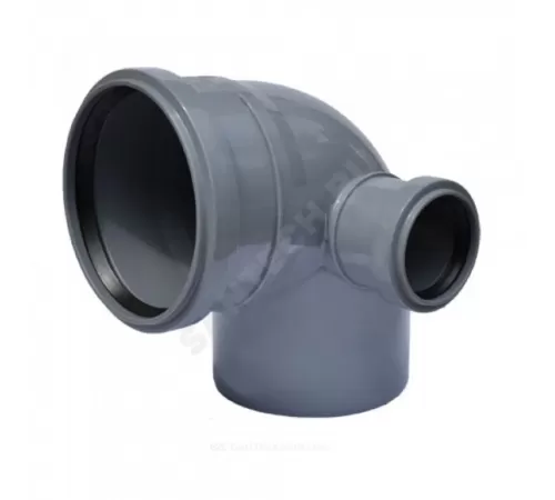 Отвод PP-H с выходом правый серый Дн 110х50х87гр б/нап в/к VALFEX 23122150