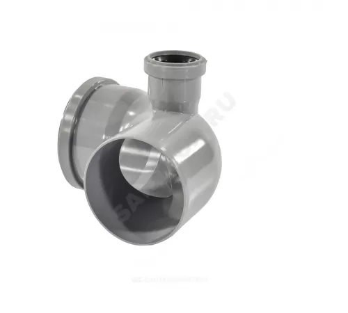 Отвод PP-H с выходом правый серый Дн 110х50х87гр б/нап в/к VALFEX 23122150