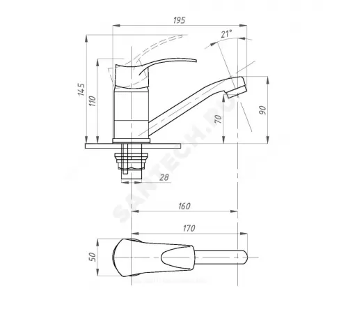 Смеситель для кухонной мойки одноручный ПЛЮС ПСМ-215-КТ/023 Профсан PSM-215-023