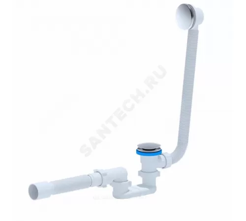 Слив-перелив для ванны плоский автоматический 1 1/2"x40 с гофрой 40х50 слив клапан "клик-клак" (грибок), пробка D=68мм АНИ Пласт EC055G