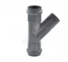 Тройник НПВХ SDR26 Дн 160х45гр Ру10 серый напорный раструбный под соединение с уплотнительным кольцом в/к Aquaviva AQV105160