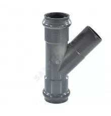 Тройник НПВХ SDR26 Дн 110х45гр Ру10 серый напорный раструбный под соединение с уплотнительным кольцом в/к Aquaviva AQV105110