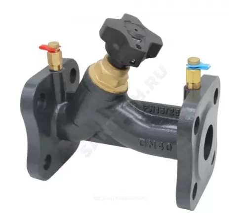 Клапан балансировочный ручной чугун Ду 25 Ру16/25 фл Kvs=8.6м3/ч с измерительными ниппелями Benarmo