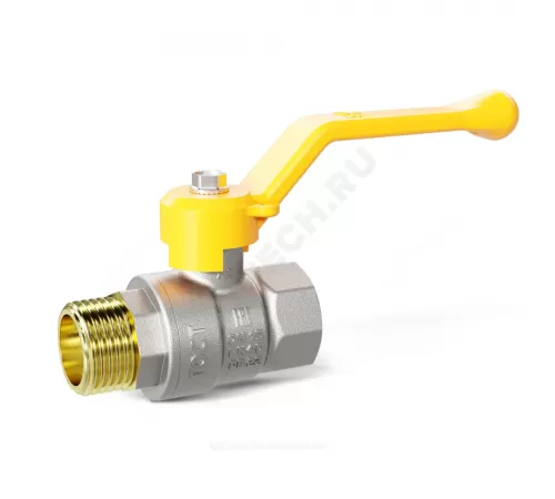 Кран шаровой латунь никель газ Pride Ду 15 Ру40 ВР/НР рычаг аналог 11б27п1 LD 47.15.В-Н.Р