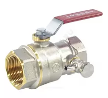 Кран шаровой DADO латунь со спускником R910S никель Ду 40 Ру35 ВР 1 1/2" рычаг красный полнопроходной со спускником Giacomini R910SX007