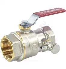 Кран шаровой DADO латунь со спускником R910S никель Ду 15 Ру42 ВР 1/2" рычаг красный полнопроходной со спускником Giacomini R910SX003