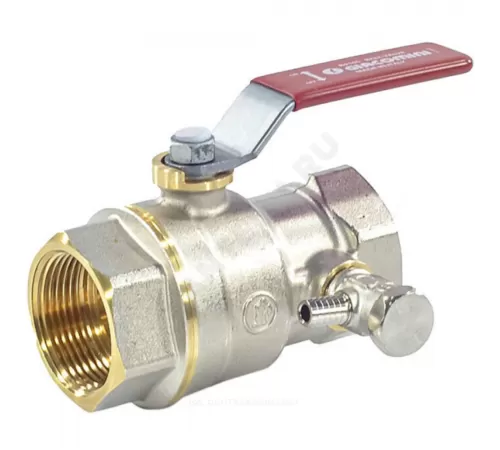 Кран шаровой DADO латунь со спускником R910S никель Ду 40 Ру35 ВР 1 1/2" рычаг красный полнопроходной со спускником Giacomini R910SX007