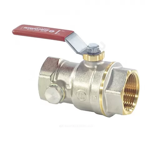 Кран шаровой DADO латунь со спускником R910S никель Ду 40 Ру35 ВР 1 1/2" рычаг красный полнопроходной со спускником Giacomini R910SX007