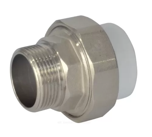 Муфта PP-R комбинированная разъемная белая Дн 25х3/4" НР усиленная VALFEX 10156020У