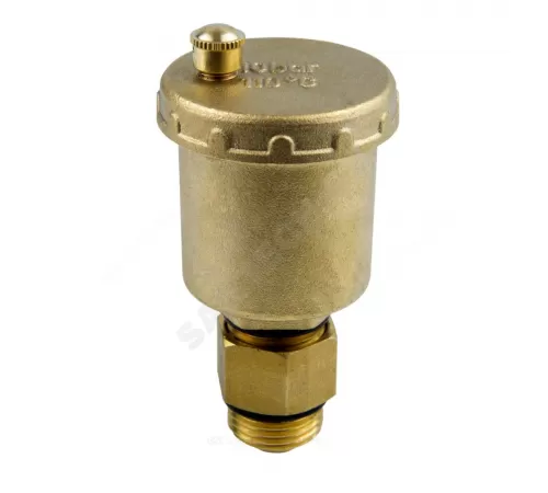 Воздухоотводчик автоматический латунь 5001 Ду 15 Ру10 G1/2" НР прямой с запорным клапаном Aquasfera 5001-01