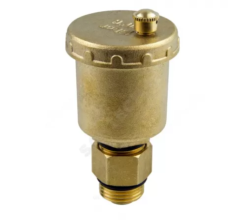 Воздухоотводчик автоматический латунь 5001 Ду 15 Ру10 G1/2" НР прямой с запорным клапаном Aquasfera 5001-01