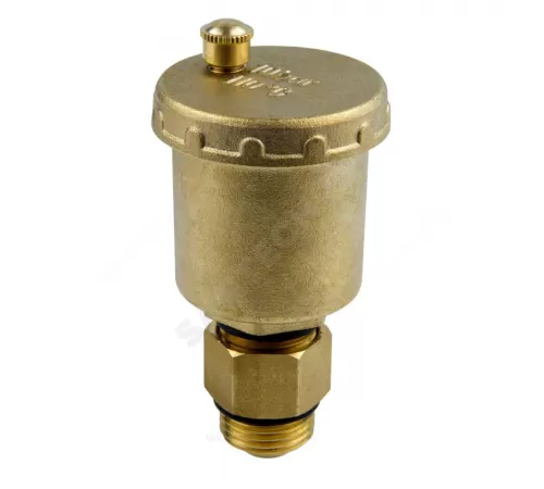 Воздухоотводчик автоматический латунь 5001 Ду 15 Ру10 G1/2" НР прямой с запорным клапаном Aquasfera 5001-01