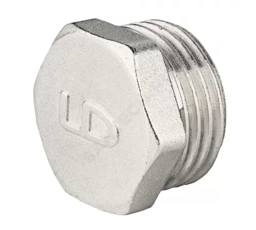 Заглушка латунь никель Ду 20 (3/4") НР LD LD.67.505.20