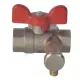 Кран шаровой латунь со спускником Ду 15 Ру40 ВР 1/2" бабочка красная полнопроходной со спускником РОС