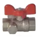 Кран шаровой латунь со спускником Ду 15 Ру40 ВР 1/2" бабочка красная полнопроходной со спускником РОС
