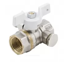 Кран шаровой латунь никель 1133 Standard Ду 15 Ру40 ВР бабочка белая с воздухоотводчиком Aquasfera 1133-01 .