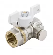 Кран шаровой латунь никель 1133 Standard Ду 15 Ру40 ВР бабочка белая с воздухоотводчиком Aquasfera 1133-01 .
