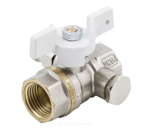 Кран шаровой латунь никель 1133 Standard Ду 15 Ру40 ВР бабочка белая с воздухоотводчиком Aquasfera 1133-01 .