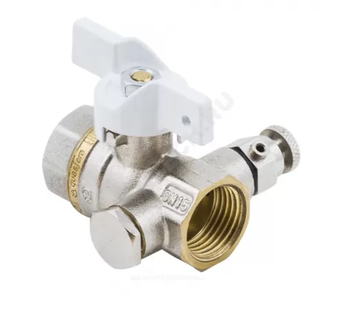Кран шаровой латунь никель 1133 Standard Ду 15 Ру40 ВР бабочка белая с воздухоотводчиком Aquasfera 1133-01 .