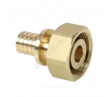 Соединитель для PE-X труб аксиальный латунь Дн 20х3/4" под евроконус с накидной гайкой РОС