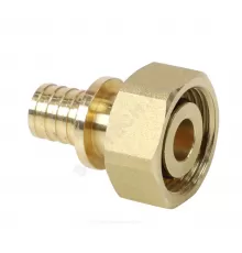 Соединитель для PE-X труб аксиальный латунь Дн 16х1/2" под евроконус с накидной гайкой РОС