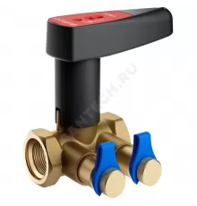 Клапан балансировочный ручной латунь V Ду 15 G1/2" Ру25 Тмакс=135 оС ВР Kvs=1.71м3/ч с измерительными ниппелями BROEN 4351000S-001003