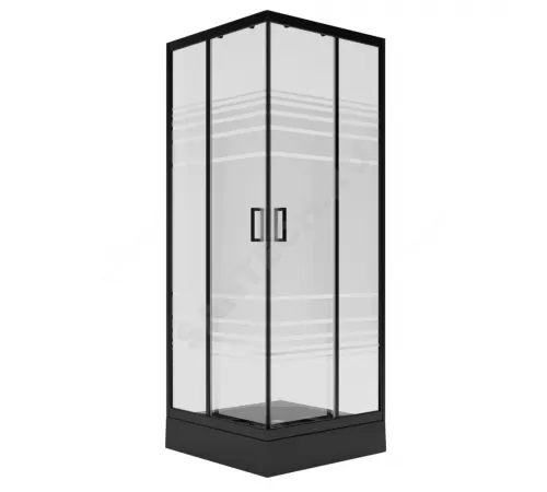 Ограждение душевое Universal BLACK 900х900х1850 мм без поддона текстурированное стекло МетаКам KKS_016219