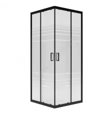 Ограждение душевое Universal BLACK 800х800х1850 мм без поддона текстурированное стекло МетаКам KKS_016220