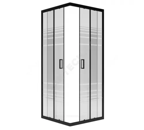 Ограждение душевое Universal BLACK 900х900х1850 мм без поддона текстурированное стекло МетаКам KKS_016219