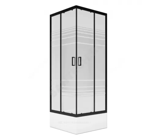 Ограждение душевое Universal BLACK 900х900х1850 мм без поддона текстурированное стекло МетаКам KKS_016219