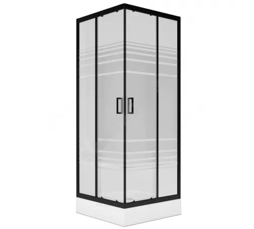 Ограждение душевое Universal BLACK 900х900х1850 мм без поддона текстурированное стекло МетаКам KKS_016219