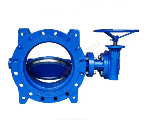 Затвор дисковый поворотный двухэксцентриковый чугун Ду 600 Ру10/16 фл с редуктором диск чугун манжета EPDM Benarmo