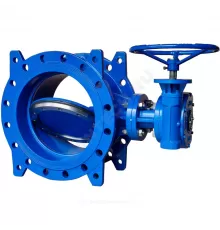 Затвор дисковый поворотный двухэксцентриковый чугун Ду 1000 Ру10/16 фл с редуктором диск чугун манжета EPDM Benarmo