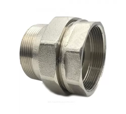 Соединитель латунь никель американка Ду 15 (1/2") прямой ВР/НР SantechSystems